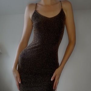 Black and gold shimmering mini dress